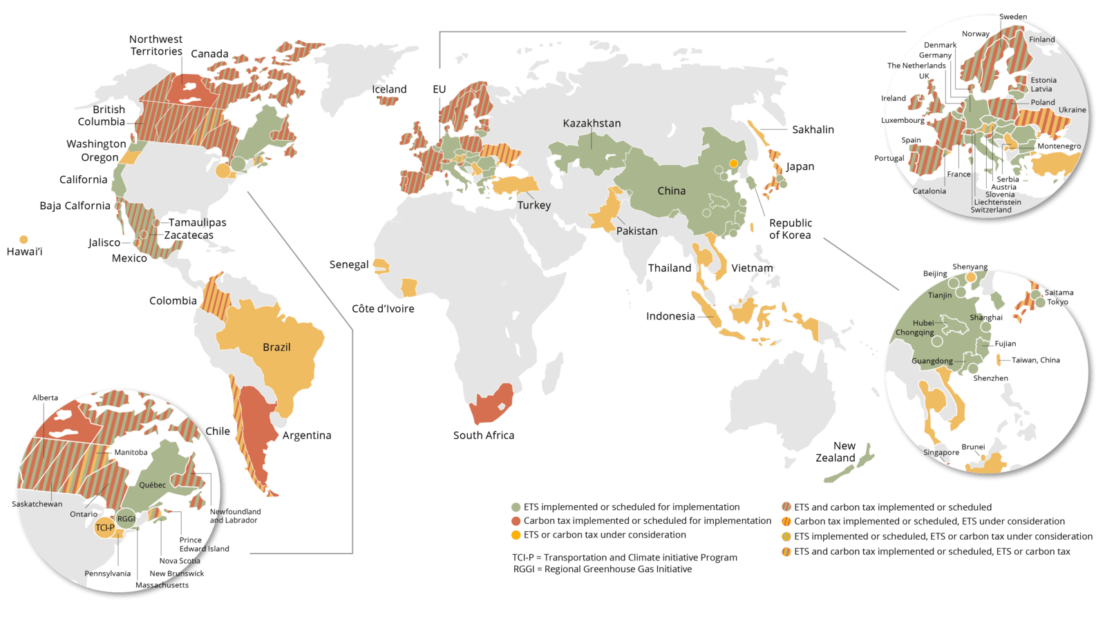 map of carbon taxes