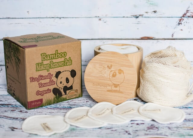 Reusable Cotton Pads with Bamboo Storage Jar Reusable Cotton Pads with Bamboo Storage Jar
